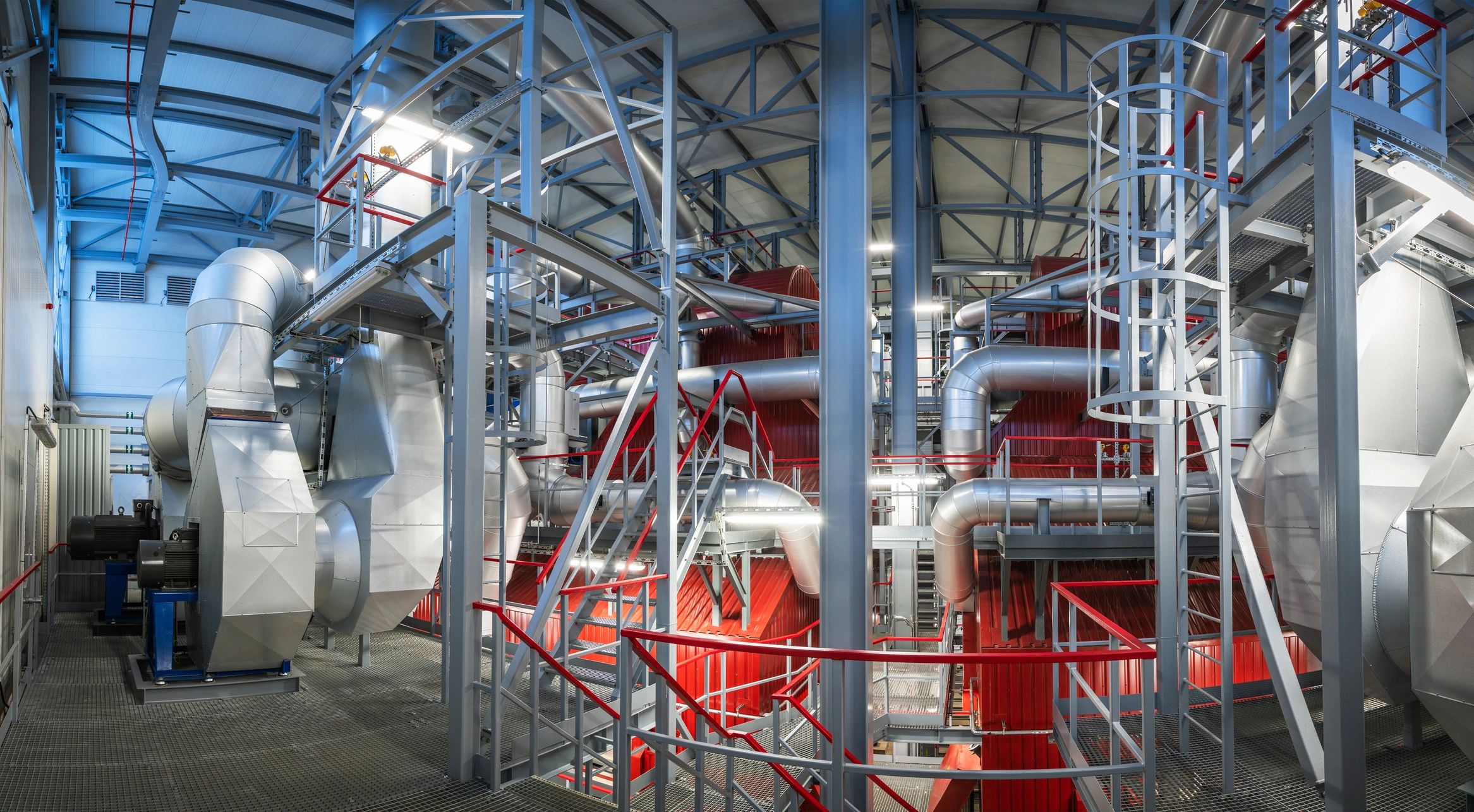 Industrial power plant equipment and piping inside facility